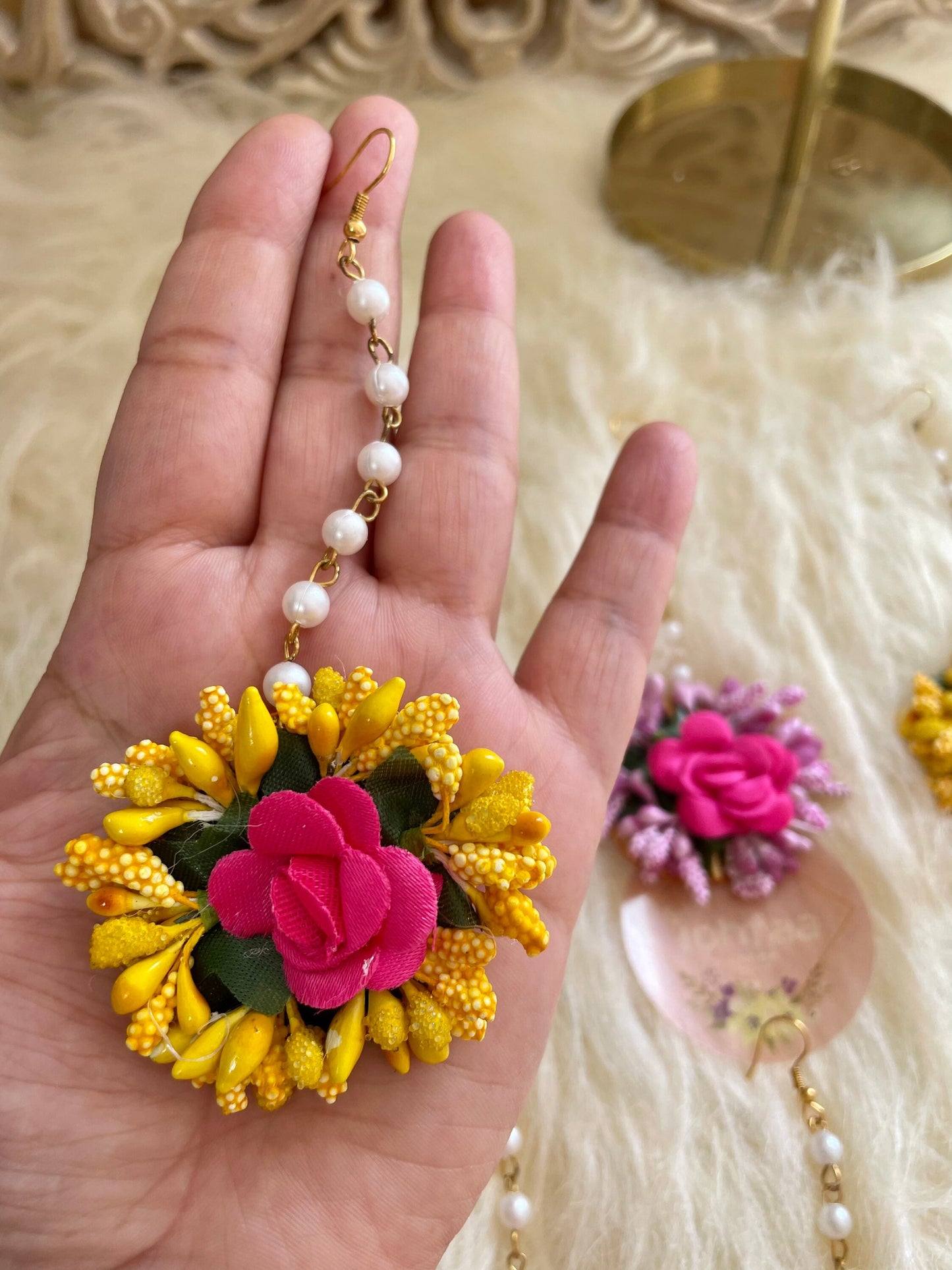 50 Floral Gota Maang Tikka Wedding Dholki Mehendi Haldi Maiyaan Maiyoon Favours Return gifts
