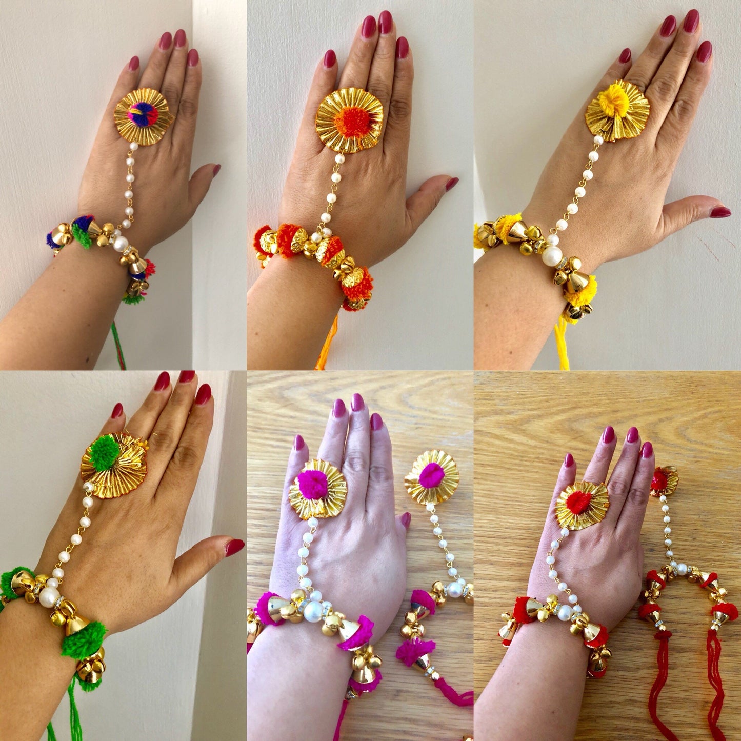 10 x Hathphools in Assorted Colours Gana/ Gaaney/Dosti Gana/Maiyan/Dholki/ Mayoon/Mehndi Henna/Giveaways/Ethnic wristbands Kalire