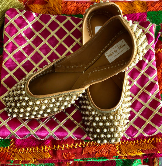 Pearly Affair Punjabi Jutti Women Shoes Jooti with Pearls