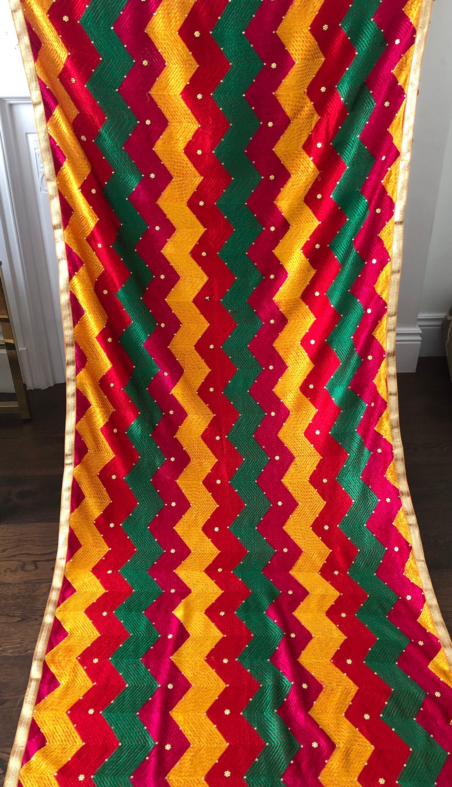 Chevron Phulkari Bagh Dupatta Fulkari with or Without embellishments Punjab Weddings Shawl Two Options Compliments any colour outfit
