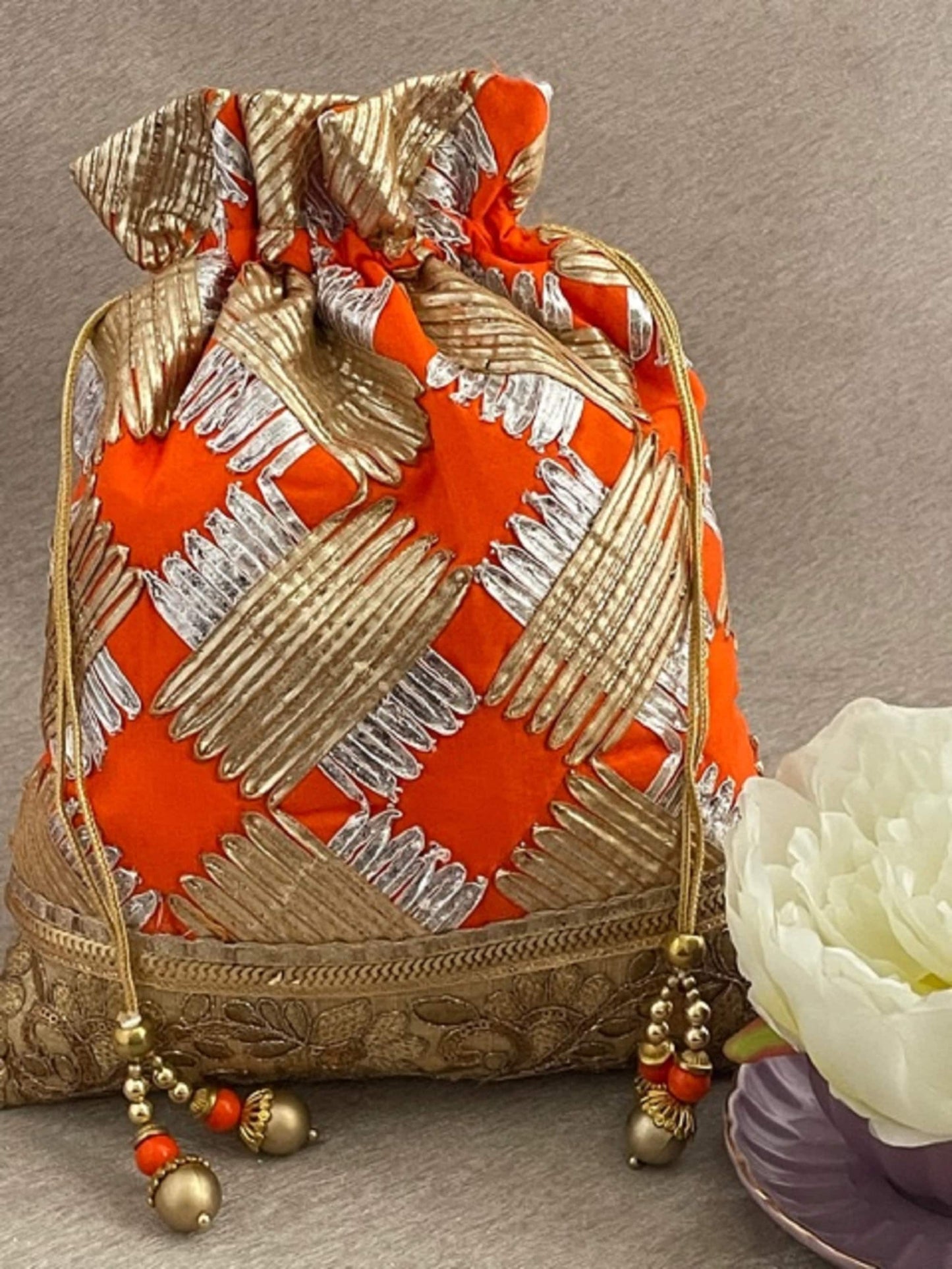One Large Potli Bidd Mewa Bag Three Colours to chose from Potli Drawstring Bags Wedding Favors Hens Night Bridemaids gifts Drawstring Gota