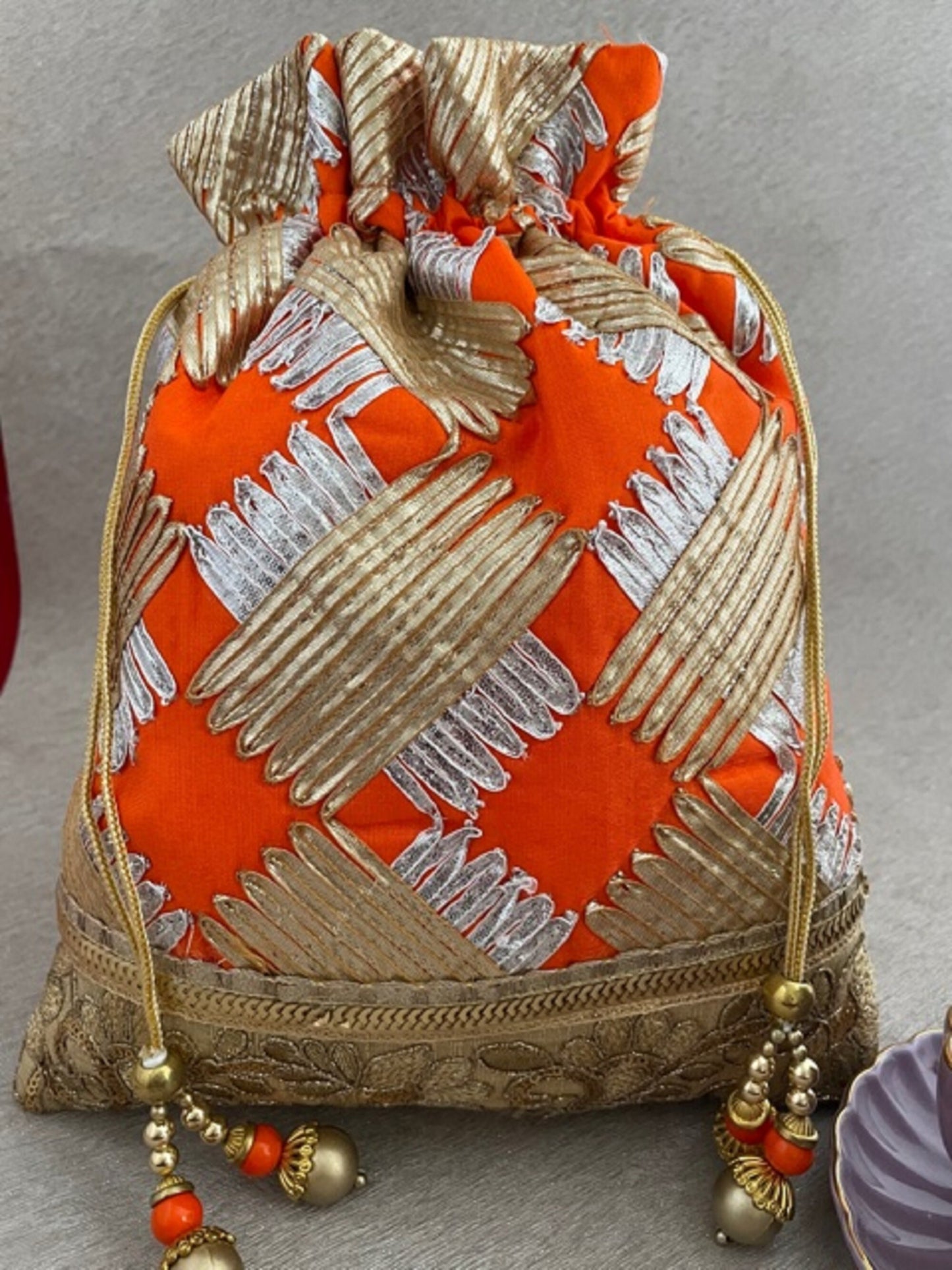 One Large Potli Bidd Mewa Bag Three Colours to chose from Potli Drawstring Bags Wedding Favors Hens Night Bridemaids gifts Drawstring Gota