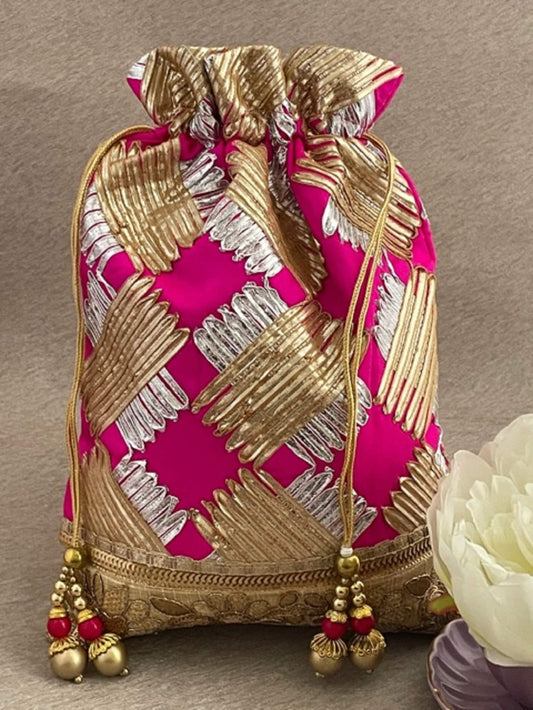 One Large Potli Bidd Mewa Bag Three Colours to chose from Potli Drawstring Bags Wedding Favors Hens Night Bridemaids gifts Drawstring Gota