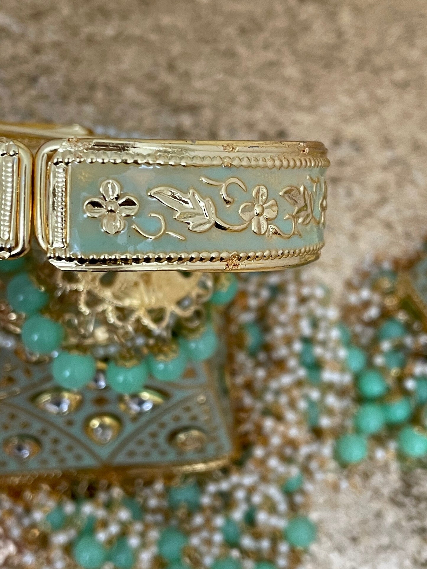 Clearance- Nooré Aqua Kaleera - Gold and Pearl Bridal Kaleera Kalire Punjabi Traditional Wedding Jewellery Three Tiers