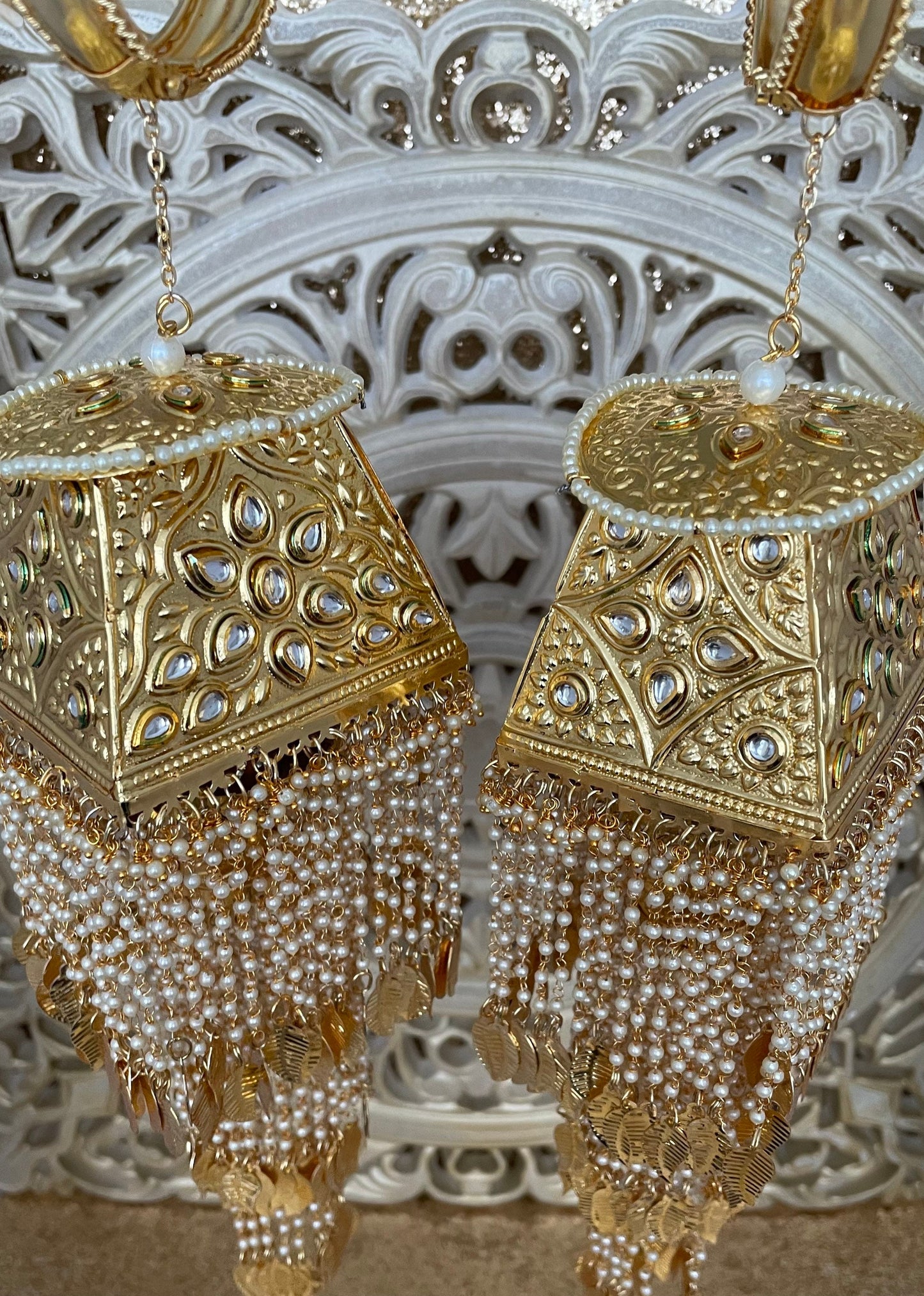 Nooré Kaleera - Gold and Pearl Bridal Kaleera Kalire Punjabi Traditional Wedding Jewellery Three Tiers