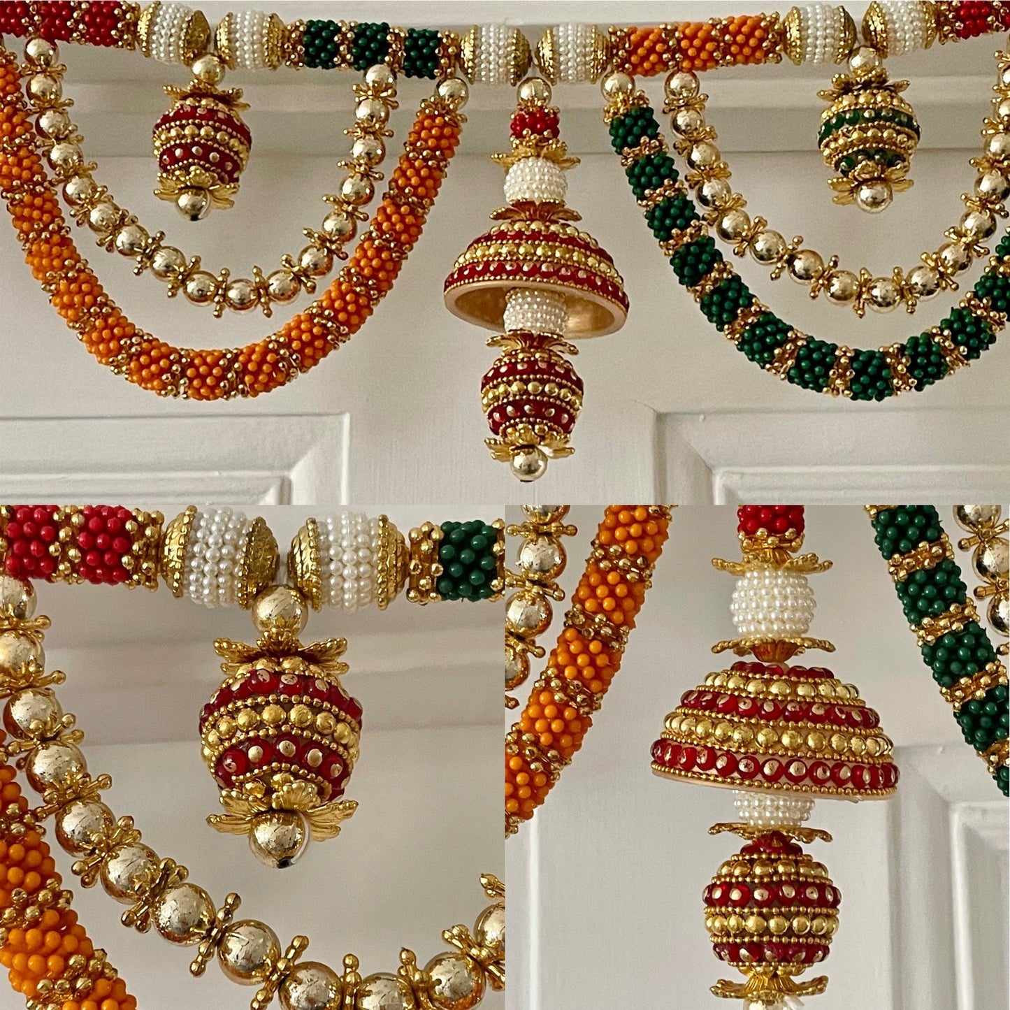 Home Decorations Toran Thiran Door Hanging Pearls Beads Jhumka Style Latkan with Side hanging Decorations for the Front Door Housewarming