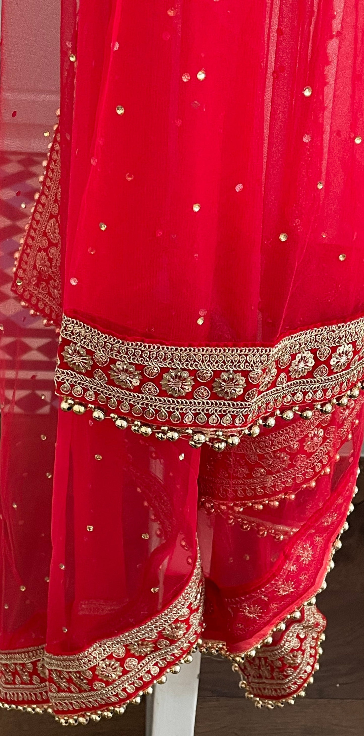 Red Bridal Net Double Second Duppatta for Wedding Outfit Lehenga Chunni Ceremony Sagan Scarf Nikaah Mehendi Mayoon Dholki Indian Odhni