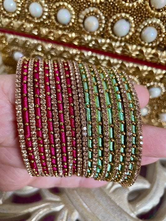 Silk Thread Bangles Indian Bangles Stack Various colours and Sizes available