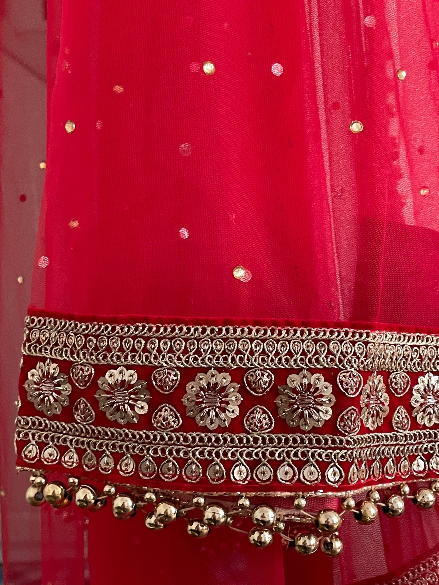 Defective Red Bridal Net Double Second Duppatta for Wedding Outfit Lehenga Chunni Ceremony Sagan Scarf Nikaah Mehendi Mayoon Dholki Indian