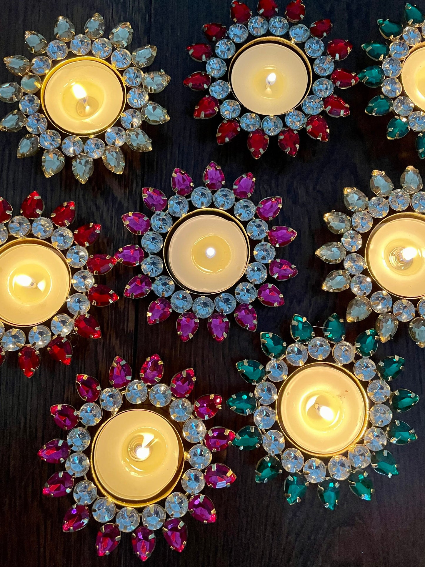 12 Diwali Navratri Set of Tea light Candle Holders, Metal Diyas,Perfect for Gifting, Home, Mehendi Thaal, Dholki, Decor