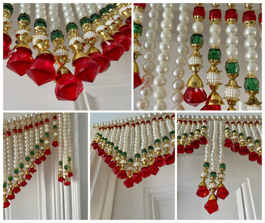 Diwali Decor Toran, Thiran, Bandalwar, Bandhanwar, Door,Wall Hanging, Pearls, Crystals, Moti, Latkan, Front Door, Indian Wreath Decorations