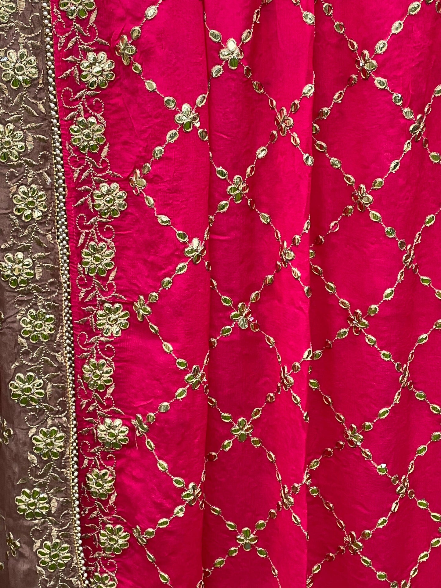 Chinon Gota Foil Patchwork Duppatta Scarf Chunni Chunri Odhni Weddings Karwachauth Diwali Festive Season Mehendi Dressing