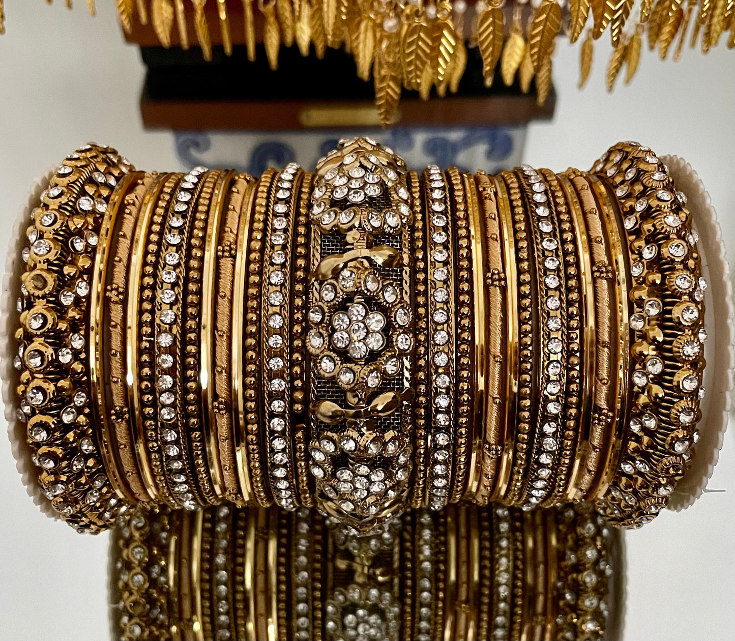 Beautiful Thread & Diamante Bangles| Long Set| One Hand| Jewellery Bridal Bangle Stack Wedding Karwachauth Festive Season Dressing