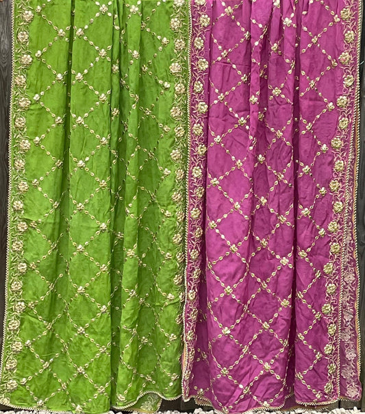 Chinon Gota Foil Patchwork Duppatta Scarf Chunni Chunri Odhni Weddings Karwachauth Diwali Festive Season Mehendi Dressing