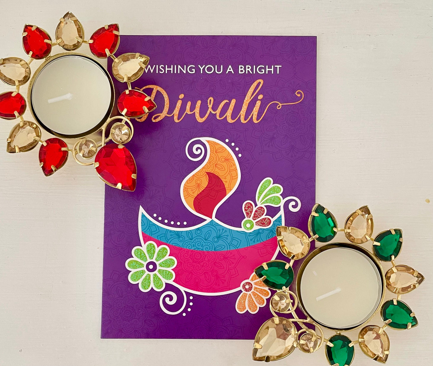 Letter Box Gifts 2 Diwali Tea light Candle Holders Metal Diyas for Diwali, Christmas, Gifting, Home Decor for Decorating Mehendi Thaal