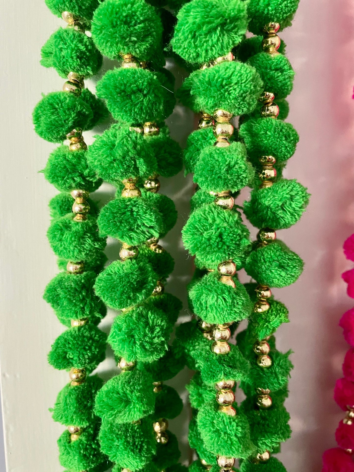 Pack of 5 Hanging Latkans for Home Decor Front Door Diwali Wedding 5 Feet Long Pom Poms Beads Bells Latkans Various Colours and Designs