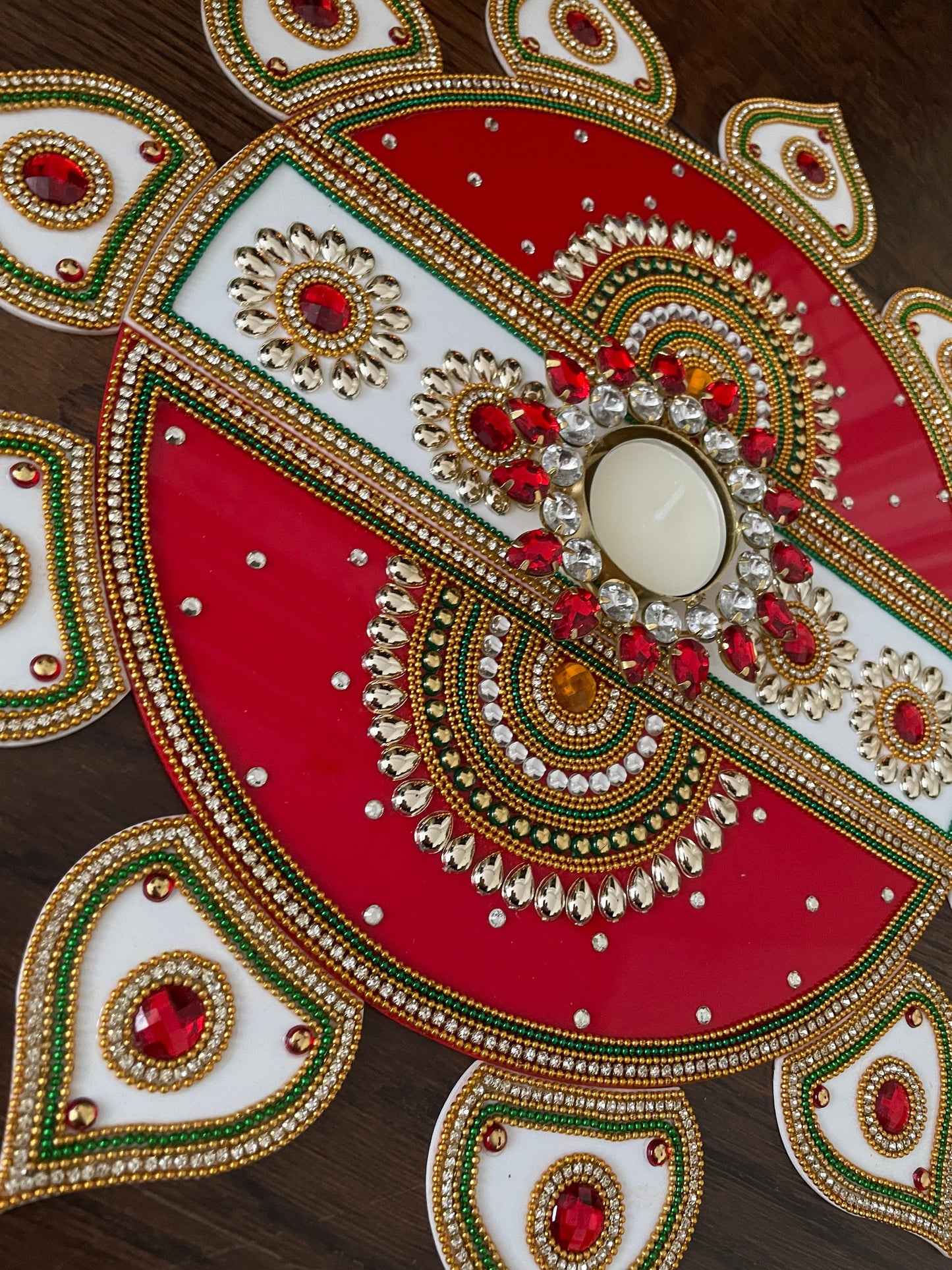 Large Rangoli Floor Art Weddings New Home Navratri Durga Pooja Flower Design comes with Diya Mandala Alpona