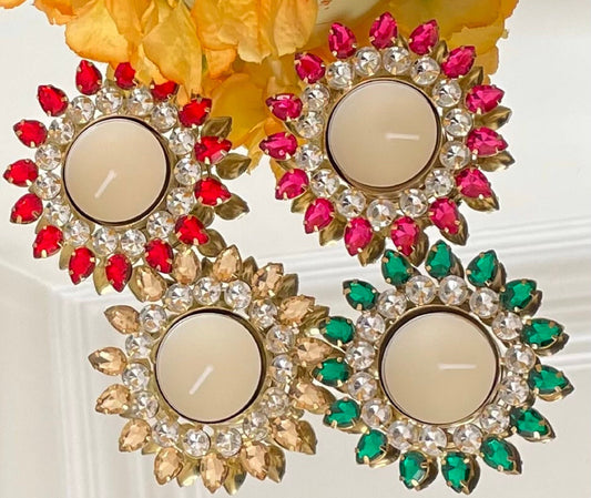 12 Diwali Navratri Set of Tea light Candle Holders, Metal Diyas,Perfect for Gifting, Home, Mehendi Thaal, Dholki, Decor