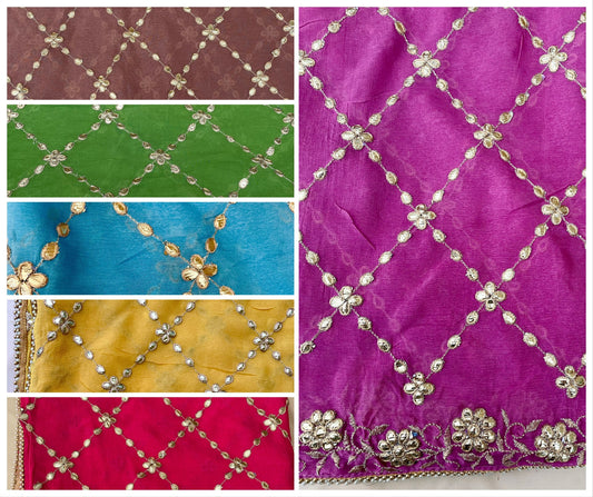 Chinon Gota Foil Patchwork Duppatta Scarf Chunni Chunri Odhni Weddings Karwachauth Diwali Festive Season Mehendi Dressing