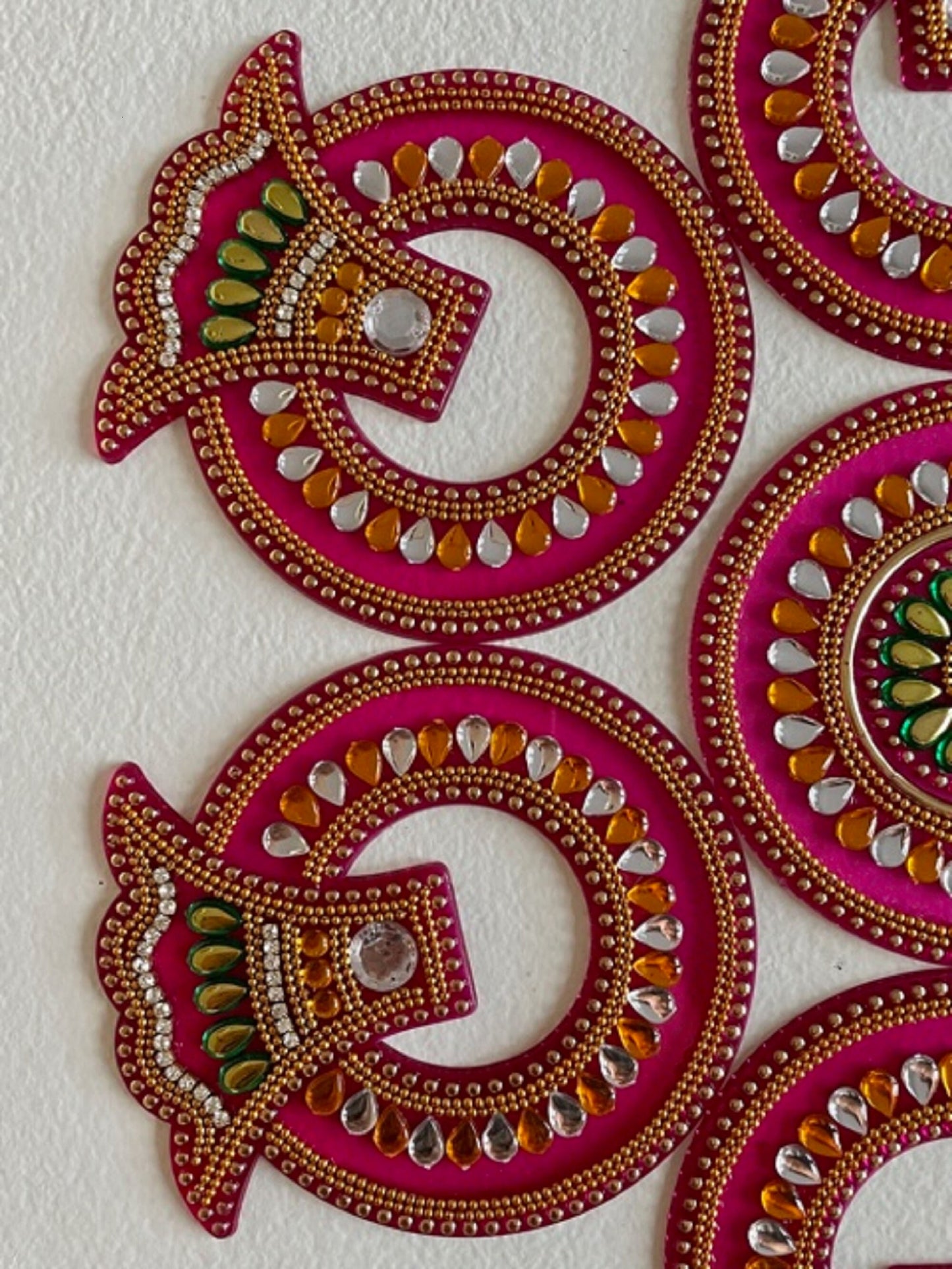 Pink Green Reusable Rangoli Floor Art Deco Weddings New Home Navratri Durga Pooja Alpona Mandola Weddings