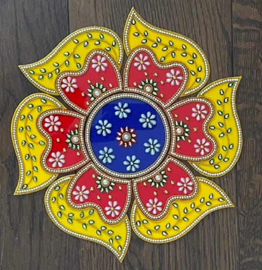 Acrylic Rangoli Floor Art Weddings New Home Navratri Durga Pooja Flower Design comes with Diya Mandala Alpona