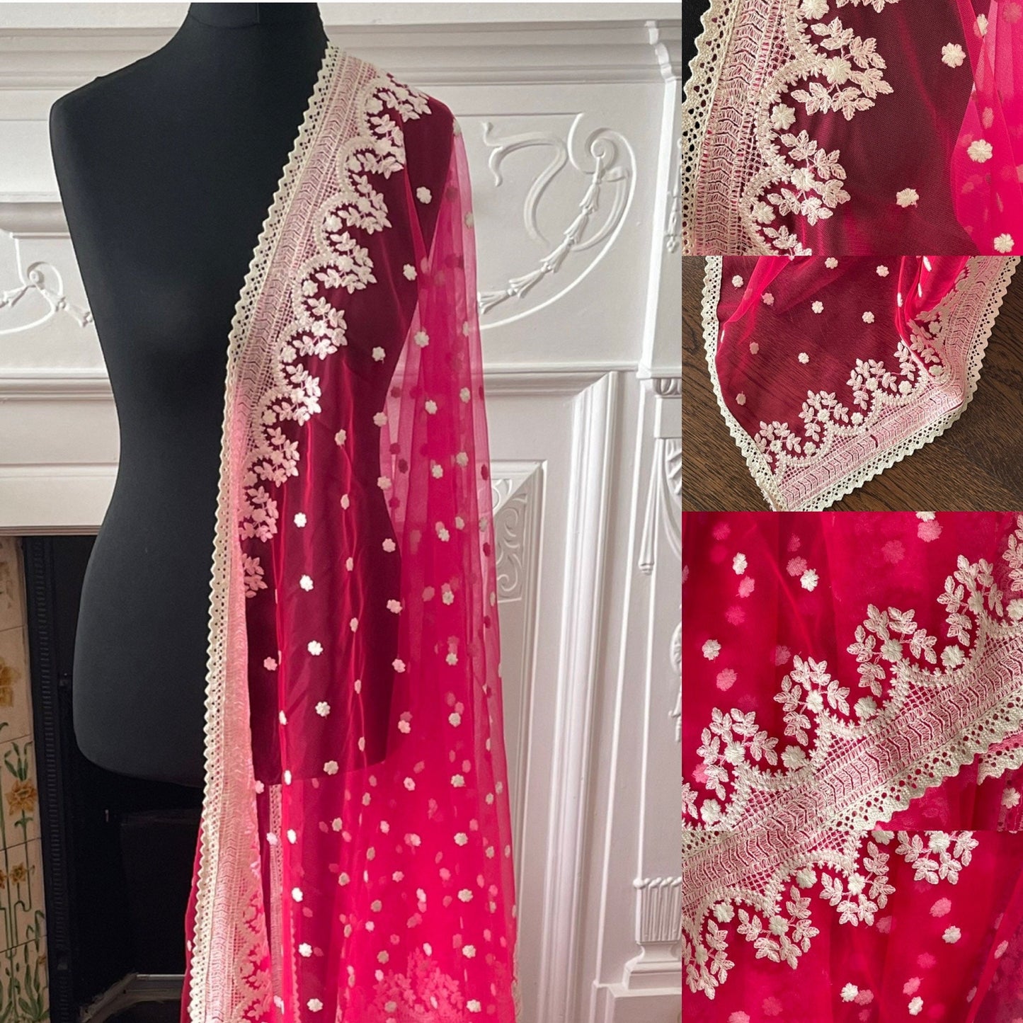 Beautiful Chikankari Lakhnavi style Net Versatile Dupattas pastel Summery colours| Pink & Peaches