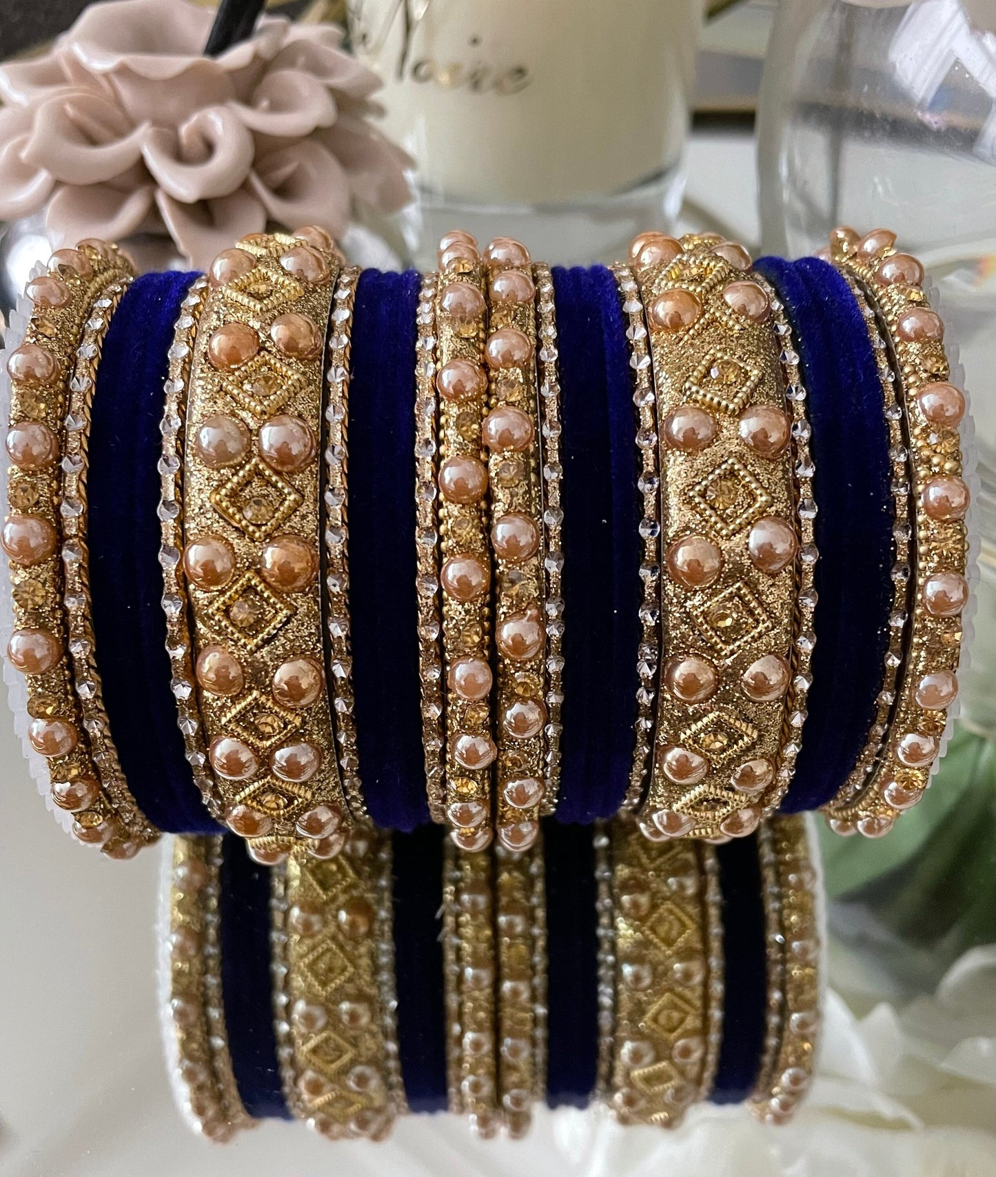 Indian Jewellery Bangles Stack Jewellery Velvet Metal Bangles Broad Kangan Perfect for Eid |Budget Item|