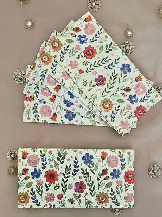 Pack of 10 Flower Meadow Gold Foil design Card Envelopes Blessing Money Shagun Eidi Salami Sagan Money Gifts Gift Card Sleeve