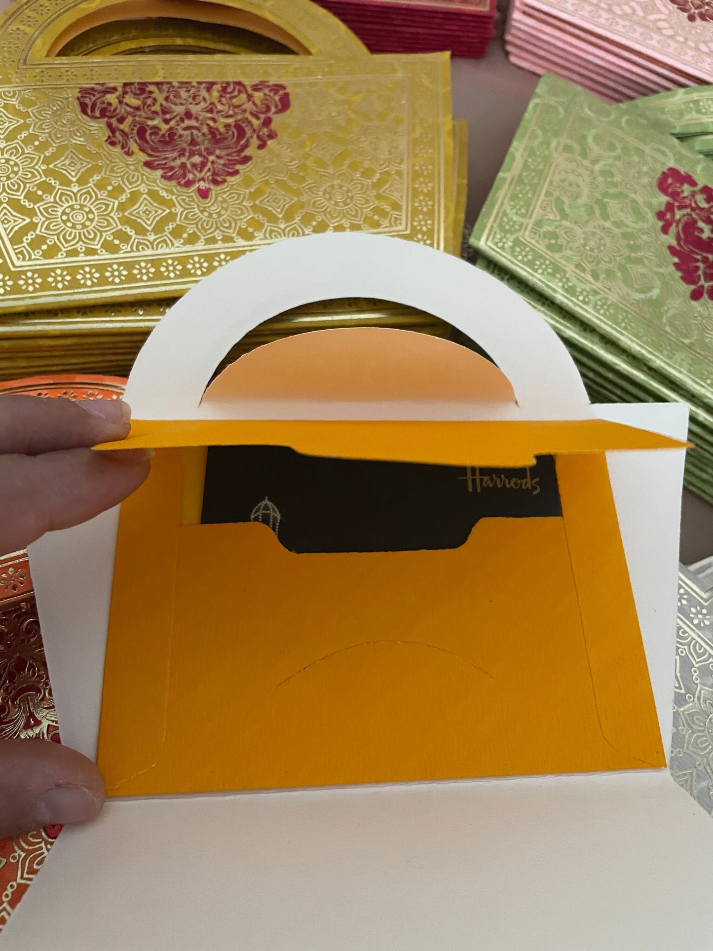 Pack of 10Pretty Handbag style Gold Foil design Textured Card Envelopes Blessing Money Shagun Eidi Salami Sagan Money Gifts Gift Card