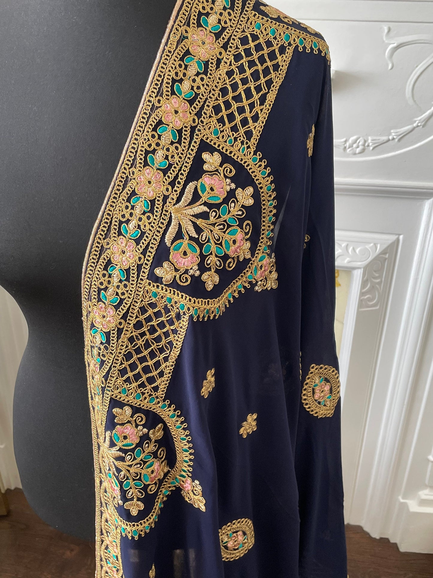 Party Wear Georgette Embroidered Duppatta Scarf | Three colour options