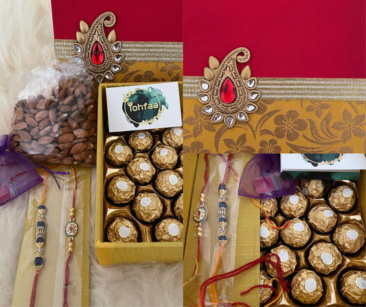 Rakhi Raksha Bandhan Rakhri Hamper Gift Box| Yellow-Red Box