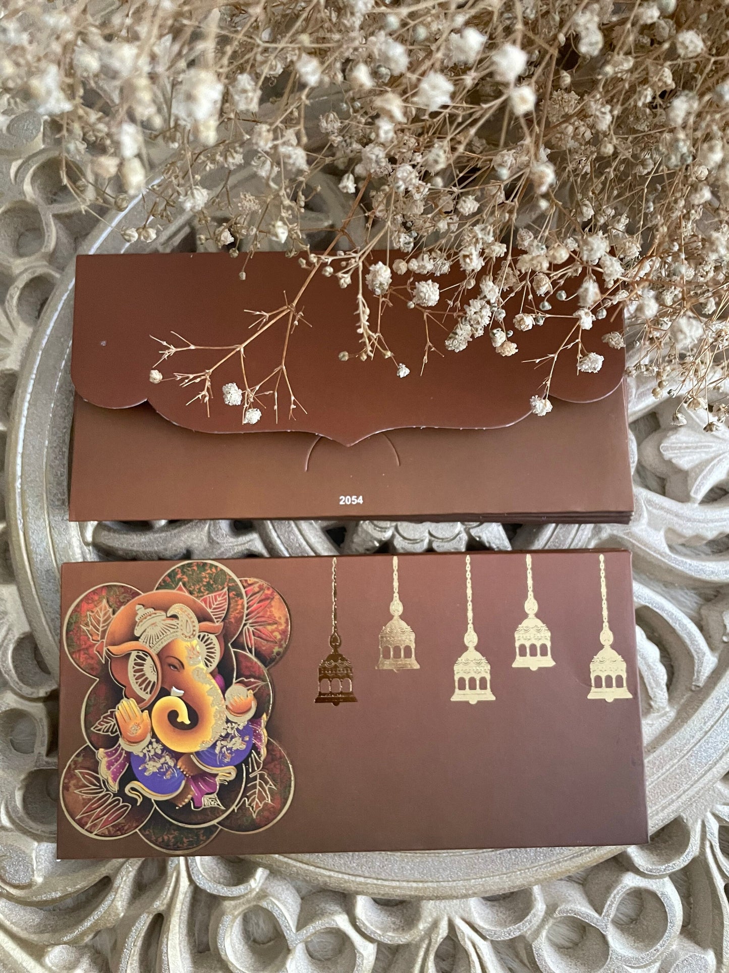 Pack of 10 Ganesh ji design Gold Foil Card Envelopes Blessing Money Shagun Eidi Salami Sagan Money Gifts Gift Card Sleeve