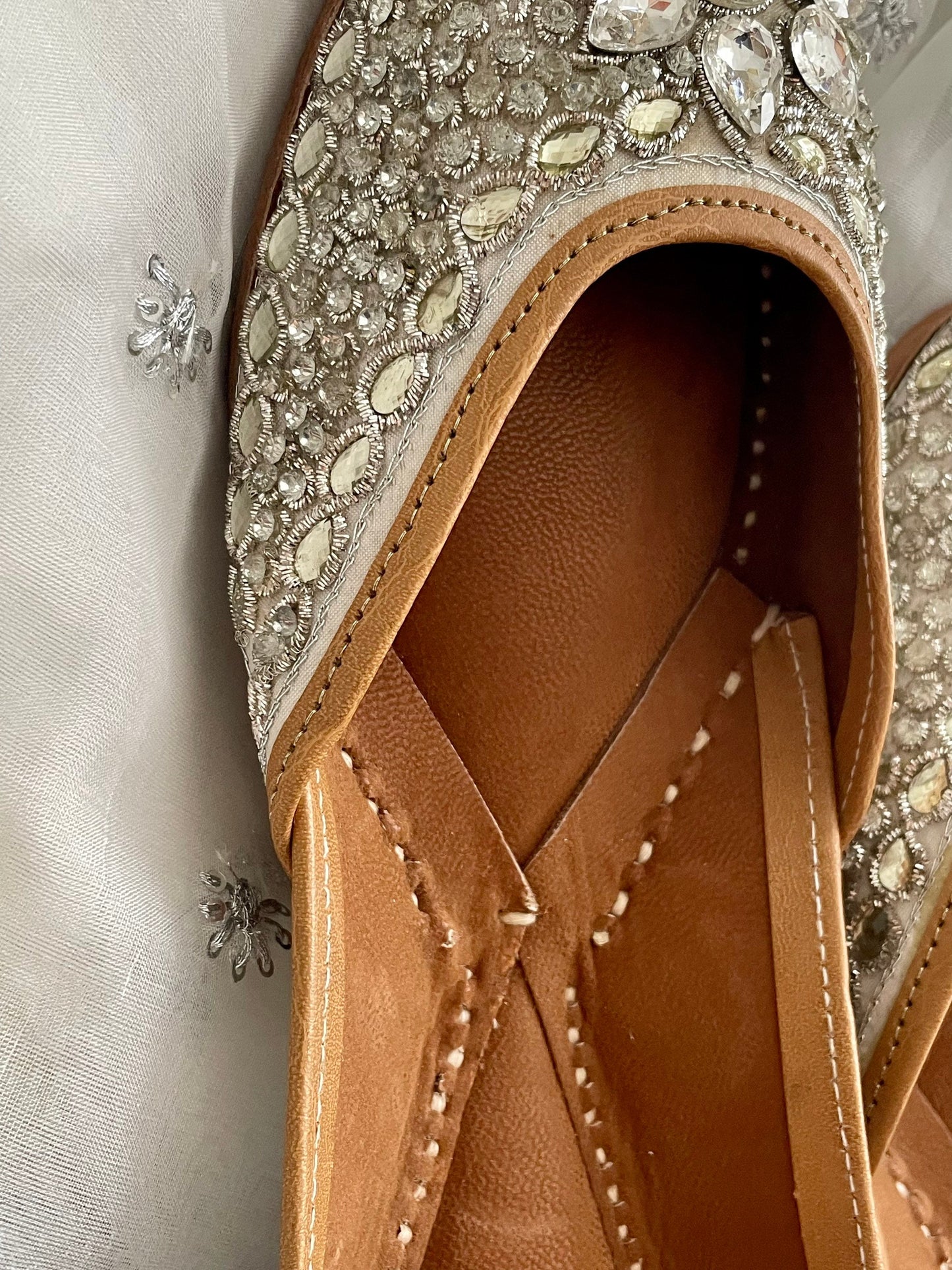 Silver Juttis Punjabi Jooti Women Shoes Khussa Embroidered pumps Bridal Shoes