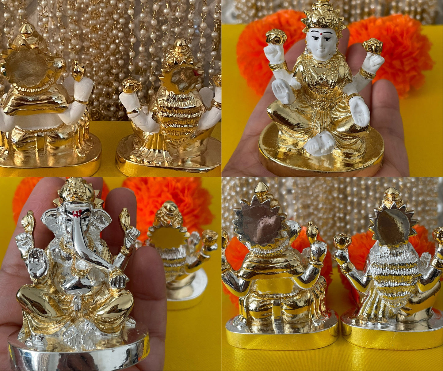 Lakshmi and Ganesh Figurines Murtis Diwali Pooja Dhanteras Available in three finishes
