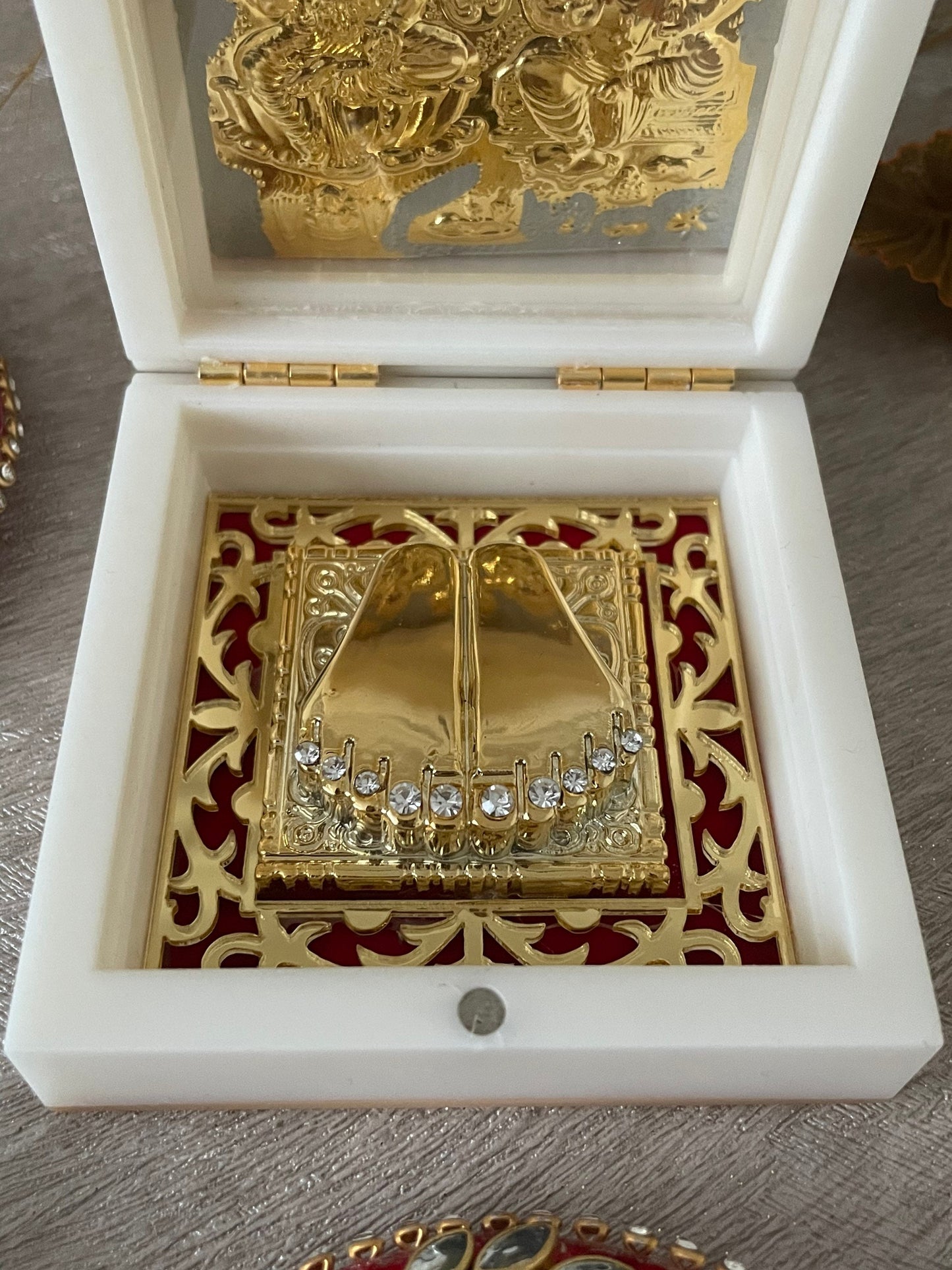 Diwali Gifts| Lakshmi Ganesh Saraswati Gift Boxes| folding temple| Charan Paduka|Shree Yantra