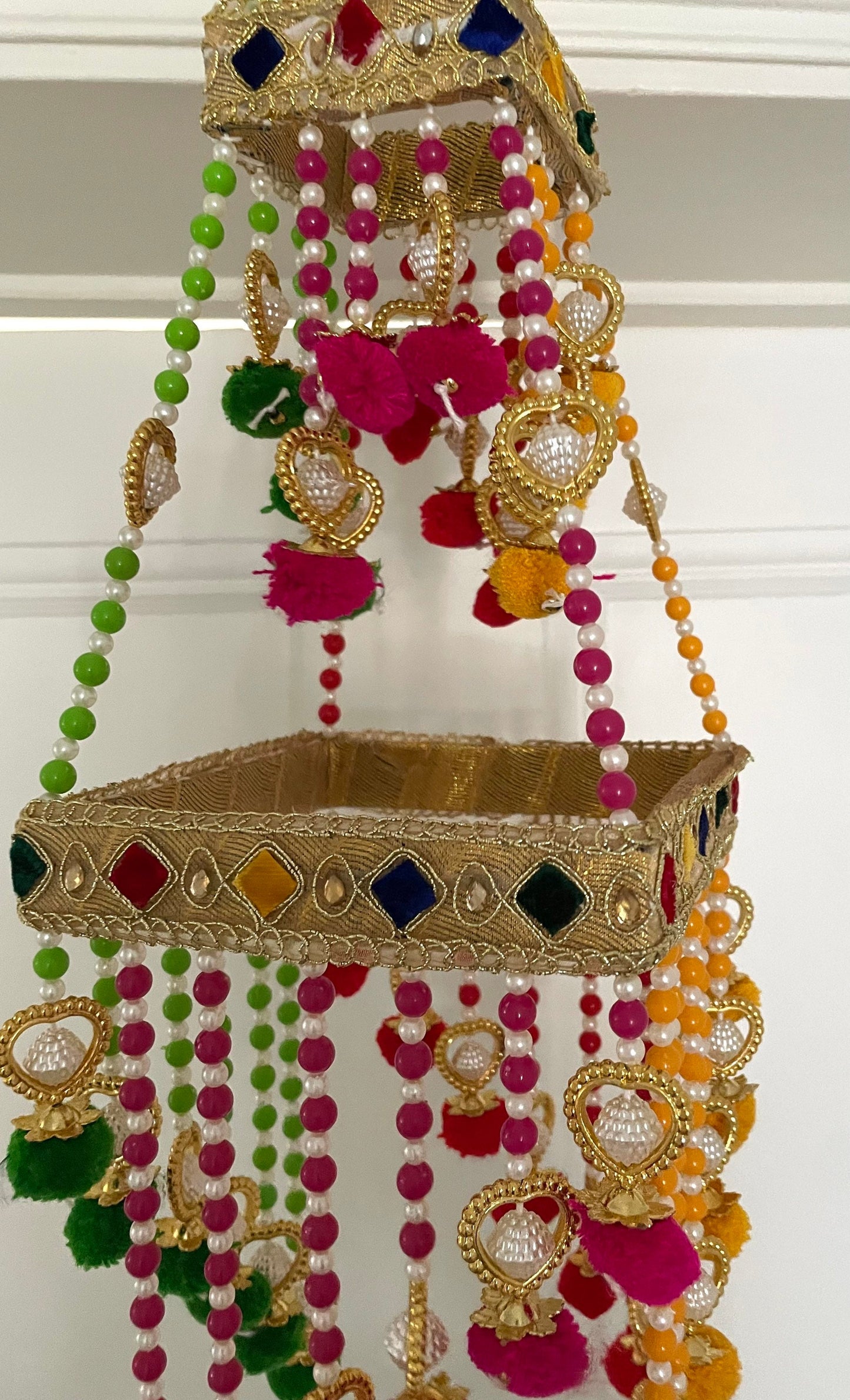 Home Decorations Pom Pom Jhoomar Door Hanging Pearls Beads Jhumka Style Latkan Diwalidecor Homedecor