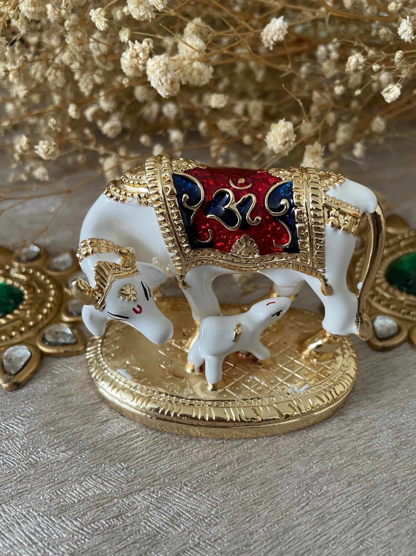 Kamdhenu Gai Cow and Calf Figurines Diwali Pooja| Shri Krishna | Govinda| The Cow Mother | Surabhi |Miraculous Diety of plenty