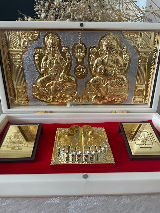 Diwali Gifts| Lakshmi Ganesh Saraswati Gift Boxes| folding temple| Charan Paduka|Shree Yantra