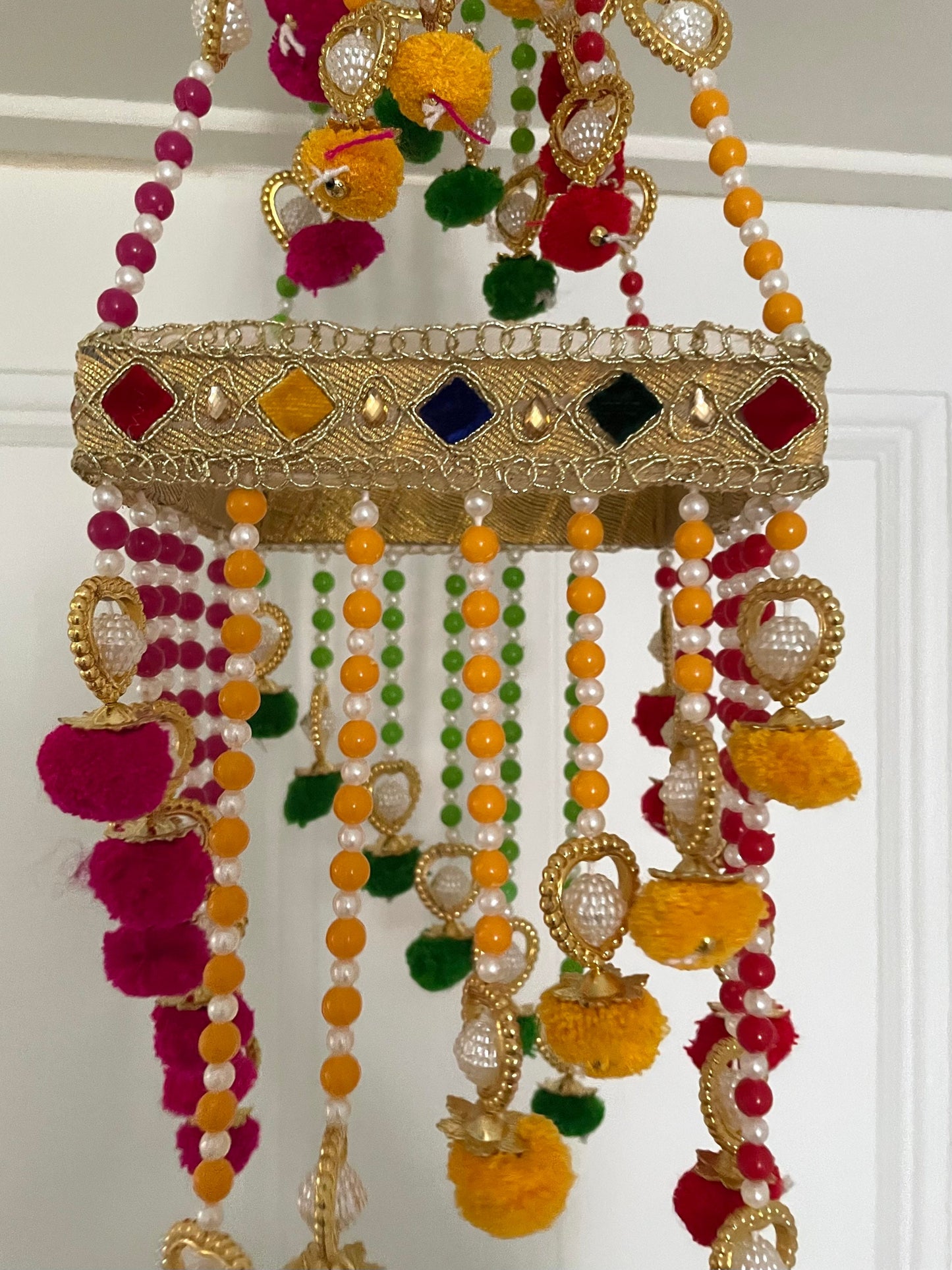 Home Decorations Pom Pom Jhoomar Door Hanging Pearls Beads Jhumka Style Latkan Diwalidecor Homedecor