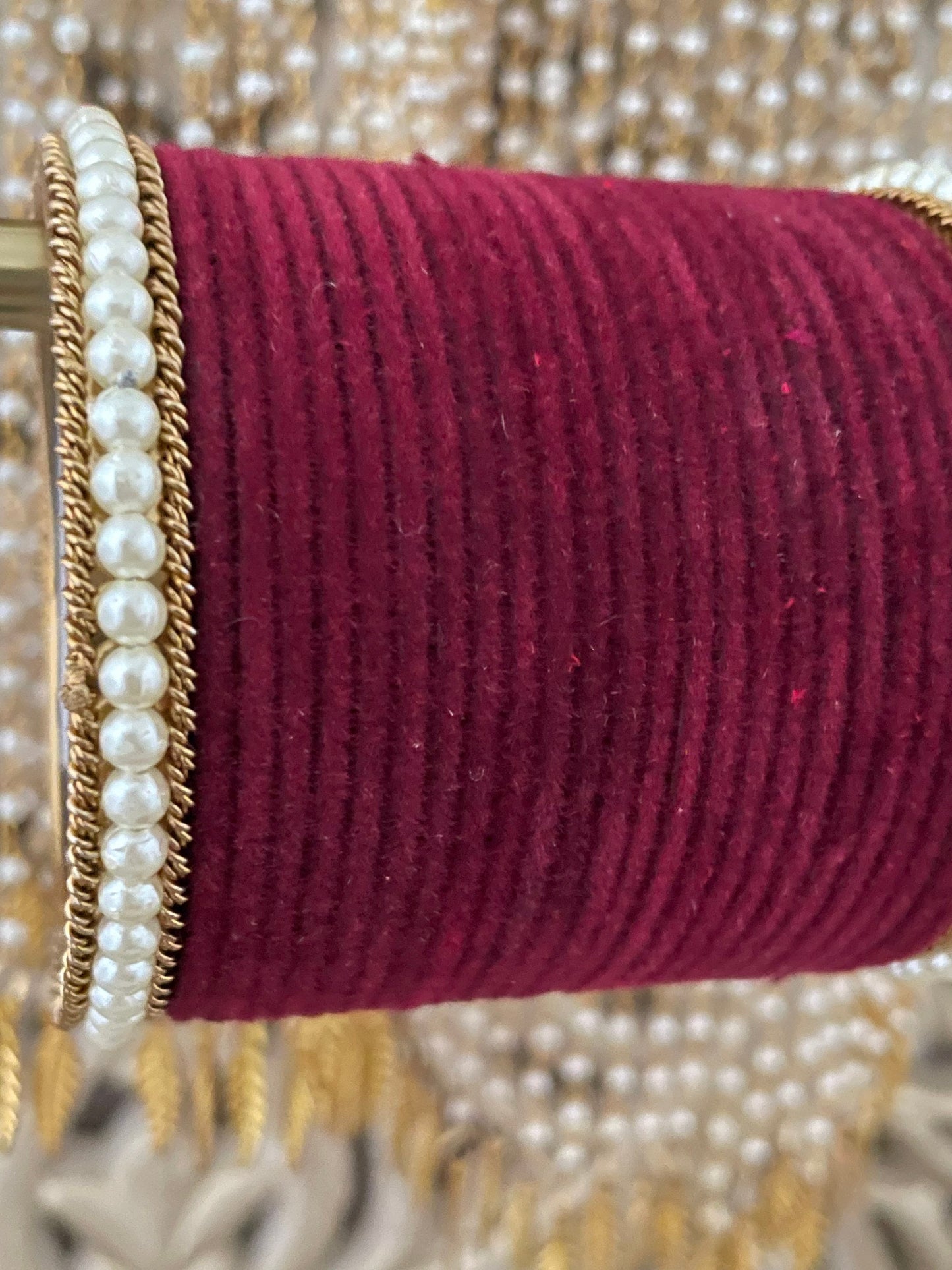 Simple Elegant Velvet & Pearl Bangle Stack for two hands| Indian Jewellery Wedding| 28 bangles in the set