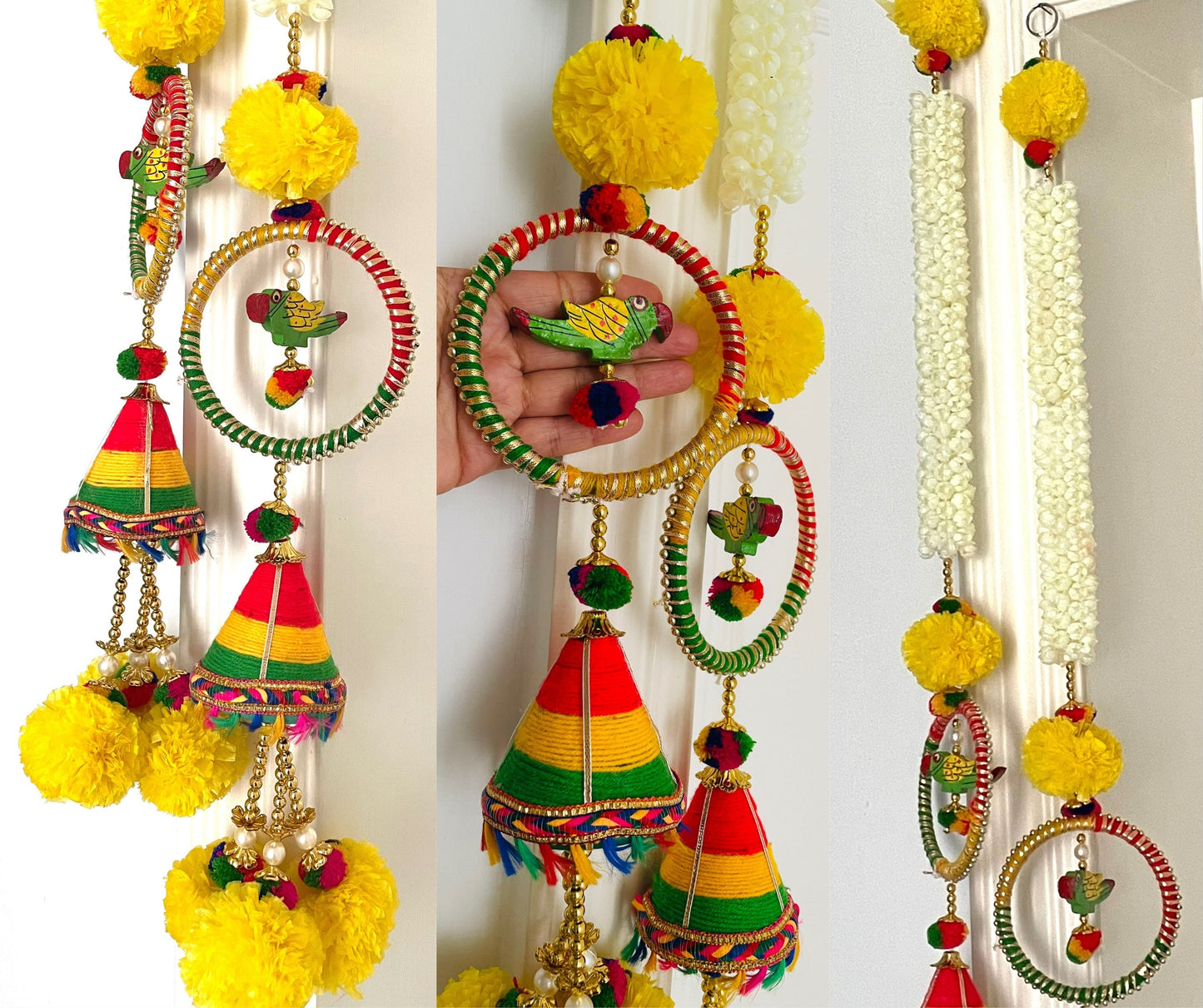 Pair of Parrot Mithoo Door Hanging Strings for Diwali Decoration Outdoor Backdrops Event Weddings Home Decor New Home