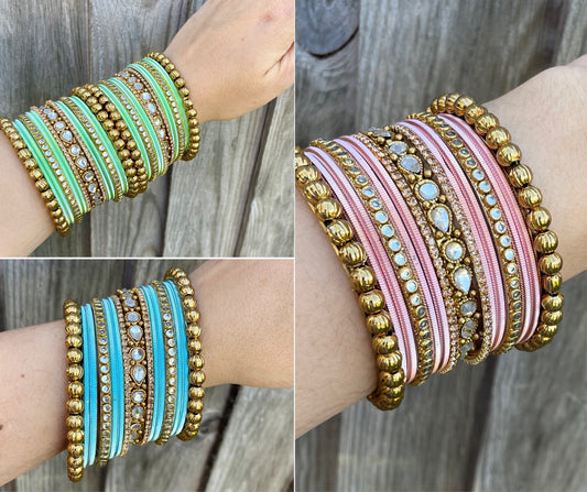 Beautiful Bangles Jewellery Bridal Bangle Stack Wedding| Pastel Colours| Kundan | Bangle-set| Fashion Jewellery