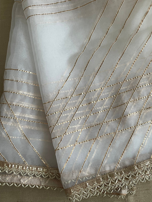 White Organza Gota Dupatta Duppatta Stole|                    Free Shipping