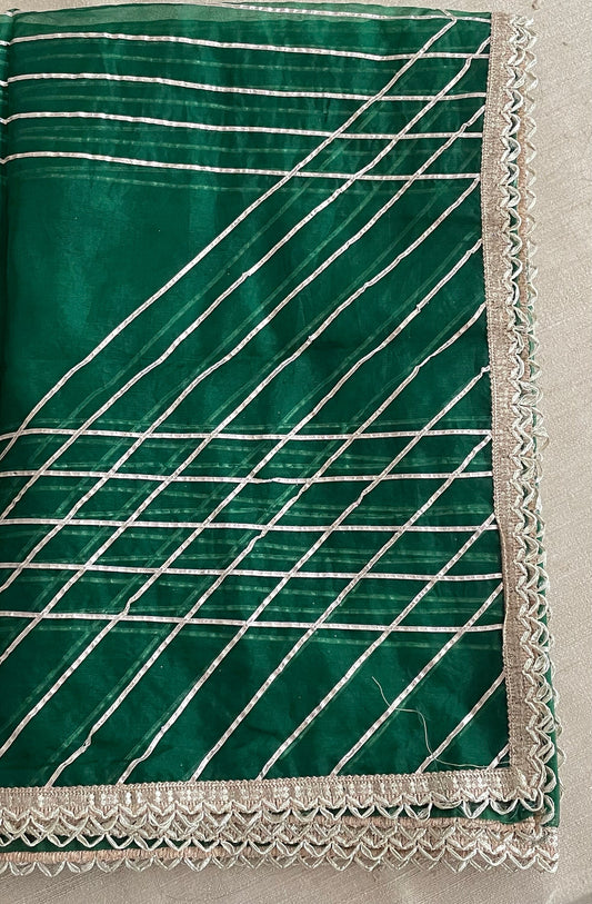 Green Organza Gota Dupatta Duppatta Stole|                    Free Shipping