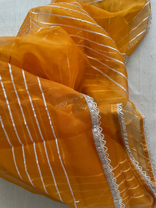 Mustard Organza Gota Dupatta Duppatta Stole| Free Shipping