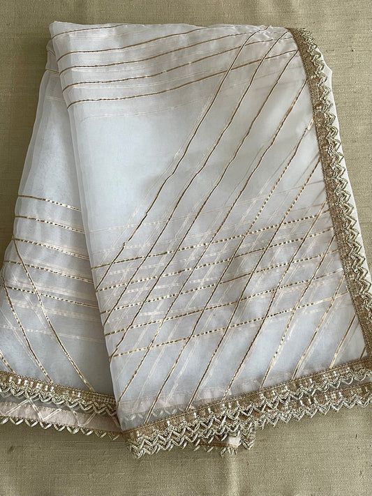 White Organza Gota Dupatta Duppatta Stole|                    Free Shipping