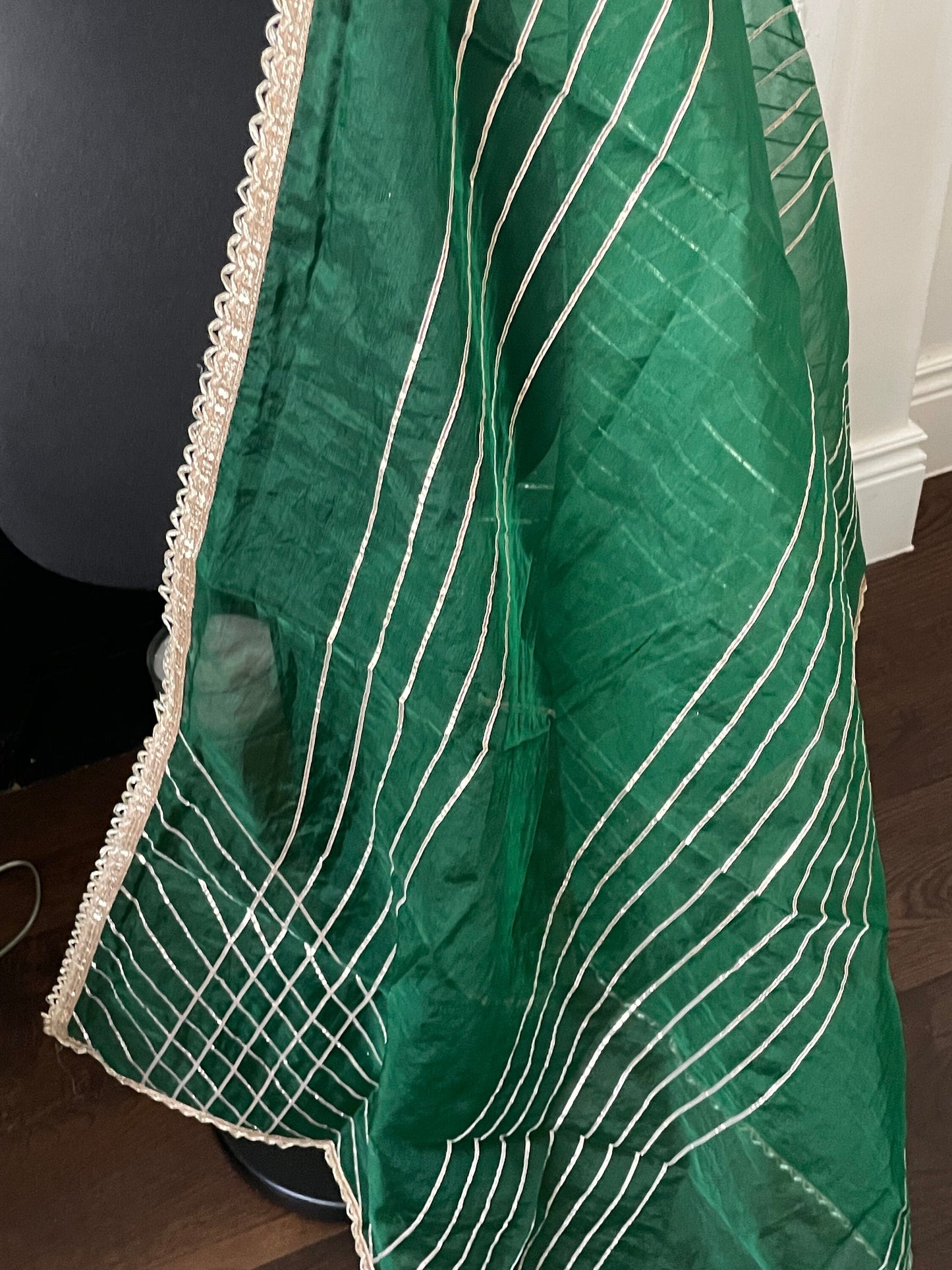 Green Organza Gota Dupatta Duppatta Stole|                    Free Shipping