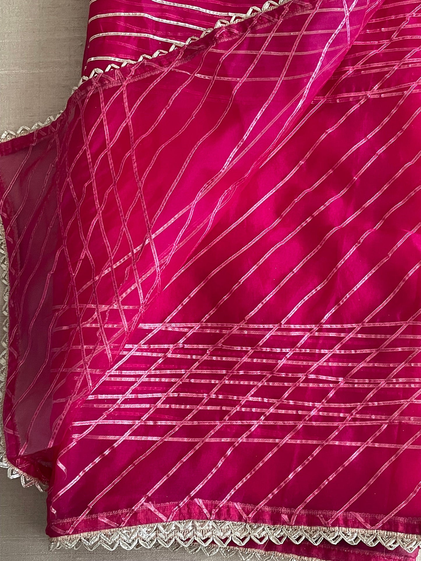 Magenta Organza Gota Dupatta Duppatta Stole|                    Free Shipping