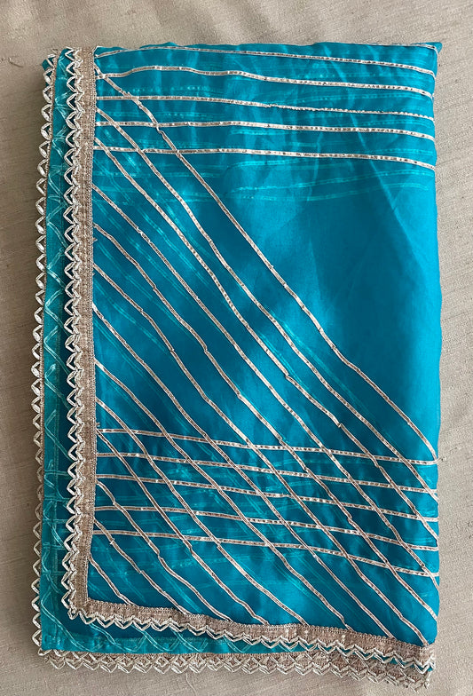 Firozi/Turquoise Blue Organza Gota Dupatta Duppatta Stole| Free Shipping