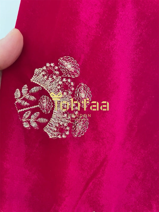 Magenta Colour Velvet Embroidered Shawl Chaddar Duppattas for Winters Weddings dressing update Salwar Kameez Lehengas Kurtis